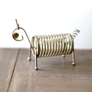 Vintage Brass Coil Body Mail Holder, Letter Organizer